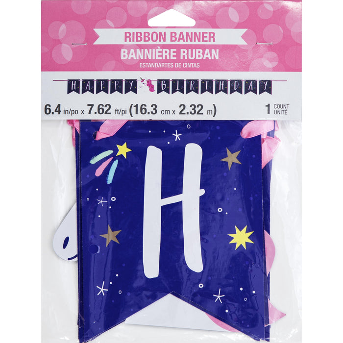 Bulk Unicorn Galaxy Shaped Banner w/ Ribbon (6 per Case)