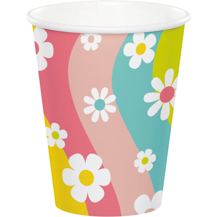 Bulk Flower Power Hot/Cold Paper Cups 9oz. (96 per Case)