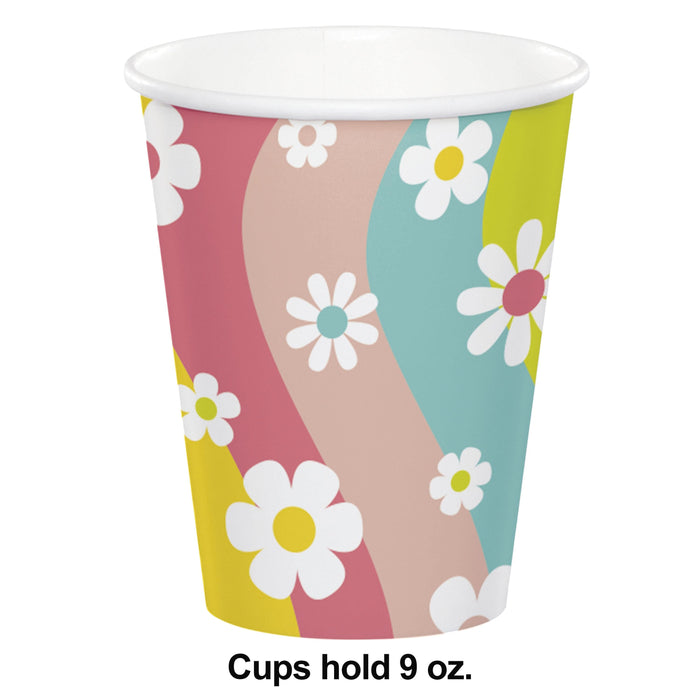 Bulk Flower Power Hot/Cold Paper Cups 9oz. (96 per Case)