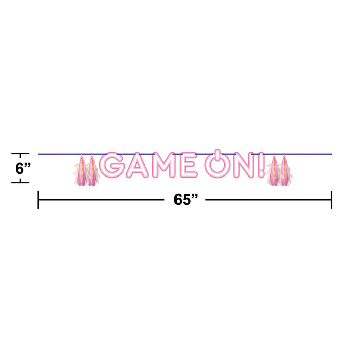 Bulk Gamer Girl Letter Banner w/ Tassels, Iridescent (6 per Case)