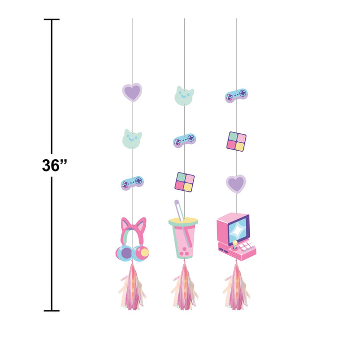 Bulk Gamer Girl Hanging Cutouts w/ Tassels (36 per Case)