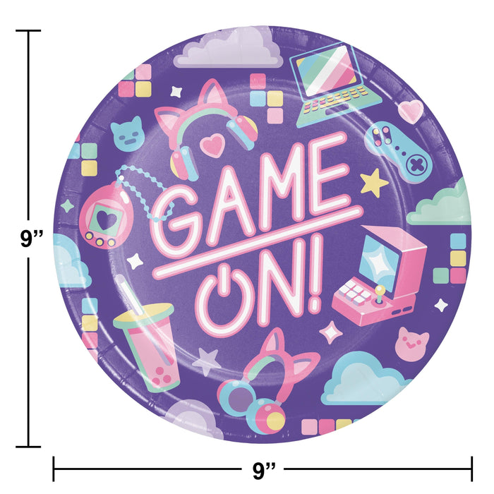 Bulk Gamer Girl 8.75 Inch Paper Dinner Plate (96 per Case)