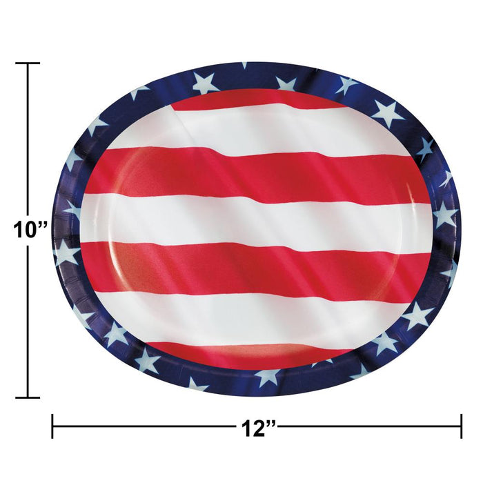 Bulk Stars and Stripes Paper Oval Platter (96 per Case)