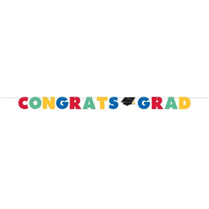 Bulk Grad Cap Toss Shaped Banner with ribbon (Case of 12)