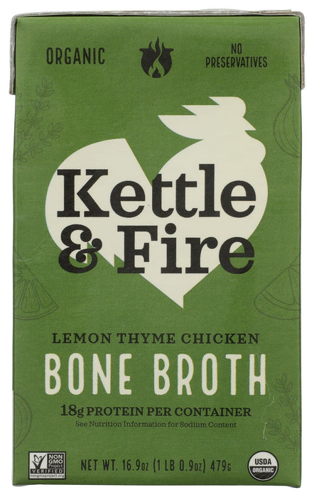 Kettle And Fire Organic Lemon Thyme Chicken Bone Broth, Case of 6, 16.9 Ounce
