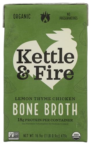Kettle And Fire Organic Lemon Thyme Chicken Bone Broth, Case of 6, 16.9 Ounce
