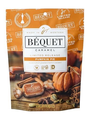Bequet Pumpkin Pie Caramels, Case of 12, 3.6 oz Bags