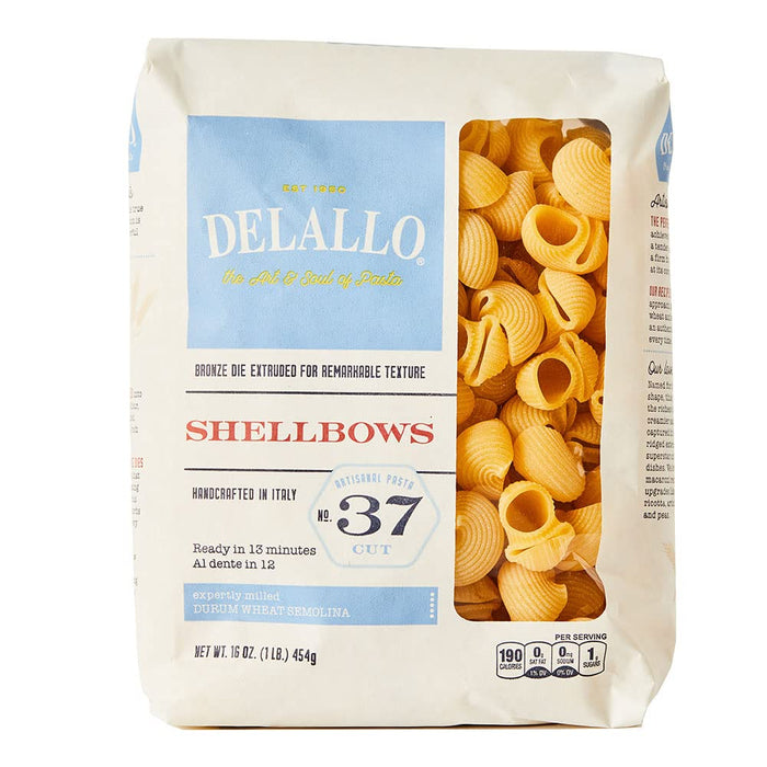 DeLallo Shellbow Pasta, Case of 8, 16 oz Bags