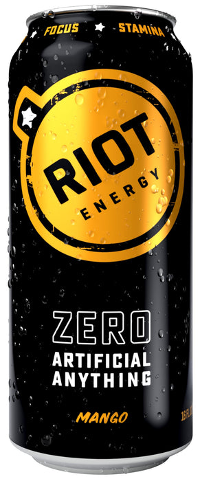 Riot Energy Mango Energy Drink, Case of 12, 16 Fluid Ounce Cans