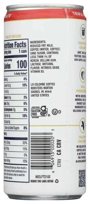 La Colombe Triple Draft Latte, Case of 12, 9 Fluid Ounce Cans