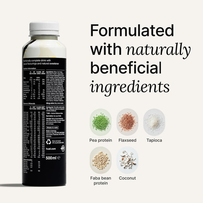 Huel Ready-To-Drink Black Edition Vanilla, 16.9 Fluid Ounce Bottles, Case of 12