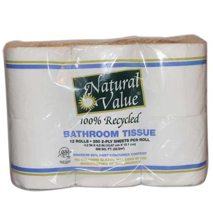 Natural Value Bath Tissue, 250 Sheets, Case of 4, 12 Count