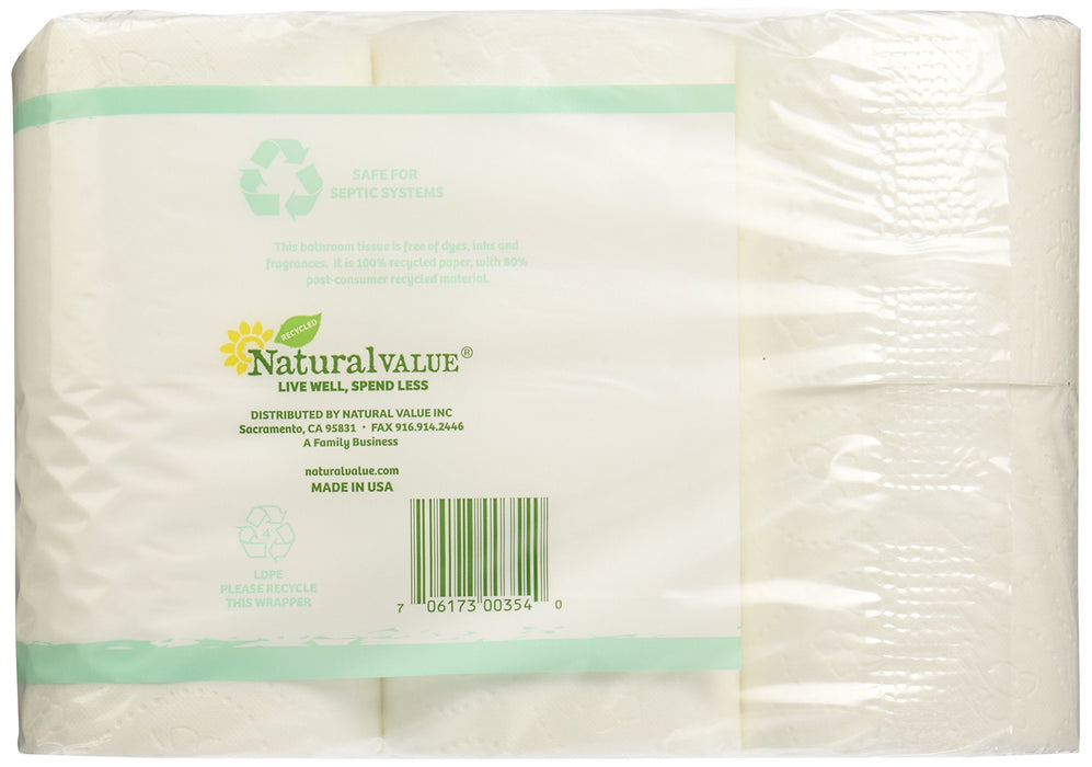 Natural Value Bath Tissue, 250 Sheets, Case of 4, 12 Count