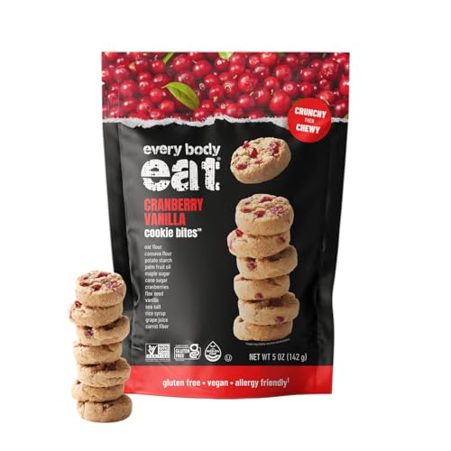Every Body Eat Cranberry Vanilla Cookie Bites, Case of 6, 5 Ounce Bags