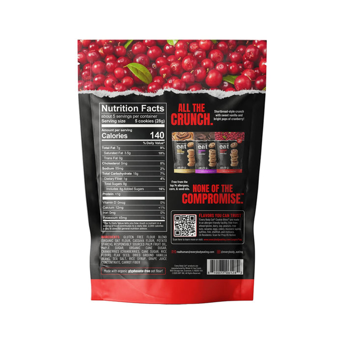 Every Body Eat Cranberry Vanilla Cookie Bites, Case of 6, 5 Ounce Bags