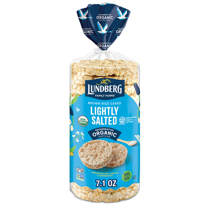 Lundberg Family Farms Organic Brown Rice Cakes, Lightly Salted, Case of 6, 7.1 Ounce Packs