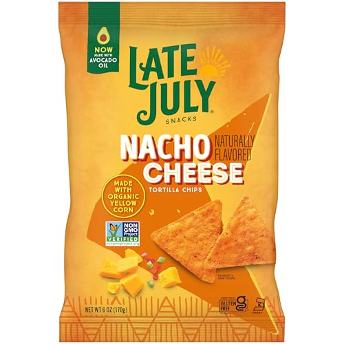 Late July Organic Nacho Cheese Tortilla Chips, 6 Ounce, Case of 12