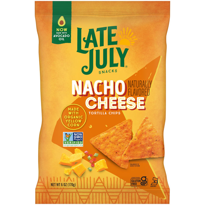 Late July Organic Nacho Cheese Tortilla Chips, 6 Ounce, Case of 12