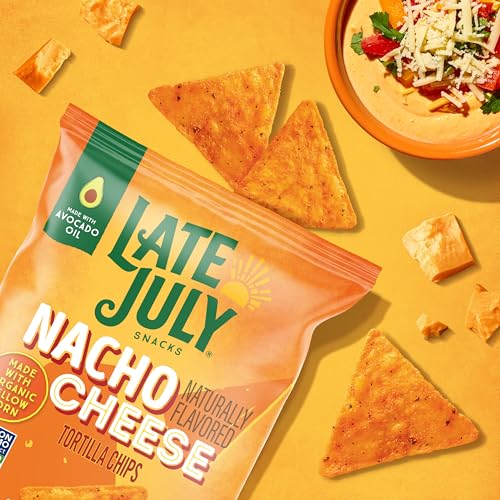 Late July Organic Nacho Cheese Tortilla Chips, 6 Ounce, Case of 12