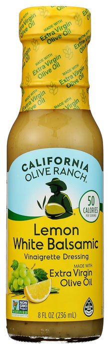 California Olive Ranch Lemon White Balsamic Vinaigrette Dressing, Case of 6, 8 fl oz Bottles