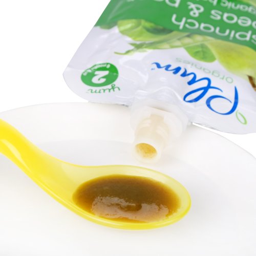 Plum Organics Stage 2 Organic Pear, Spinach and Pea Baby Food Pouch, Case of 12, 4 Oz