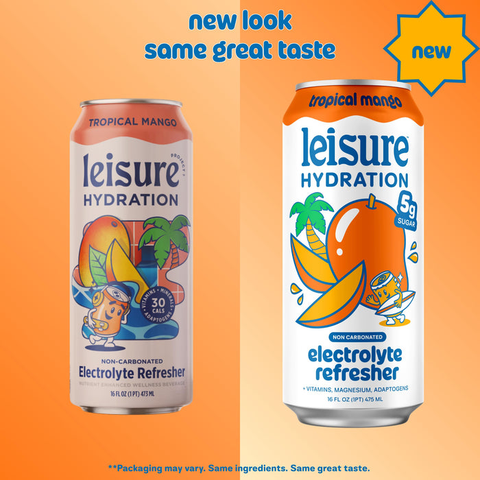 Leisure Project Tropical Mango Electrolyte Water, Case of 12, 16 fl oz