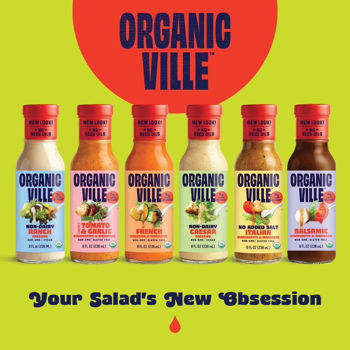 Organicville Organic Sun Dried Tomato and Garlic Vinaigrette, Case of 6, 8 Fluid Ounce