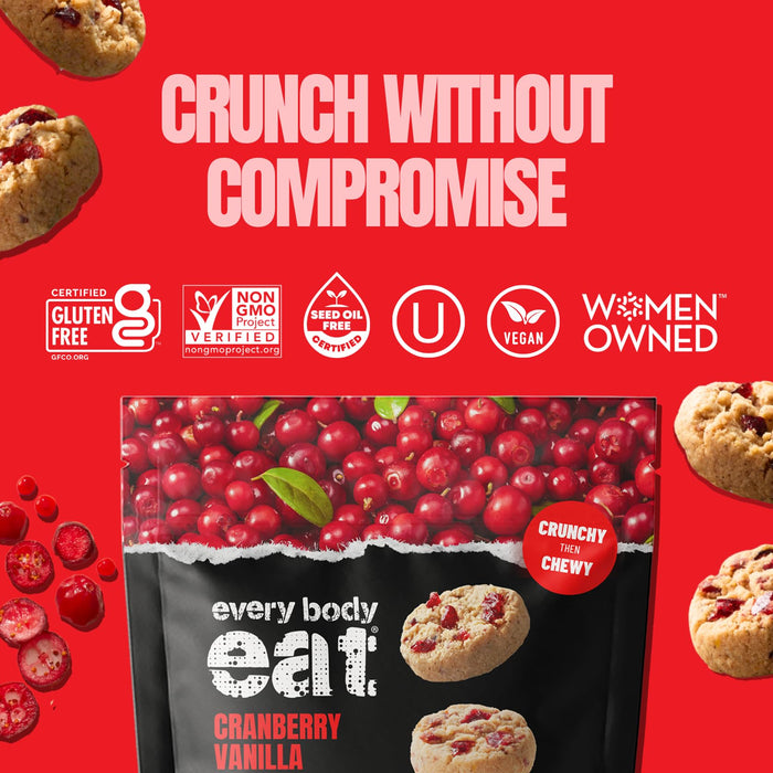 Every Body Eat Cranberry Vanilla Cookie Bites, Case of 6, 5 Ounce Bags