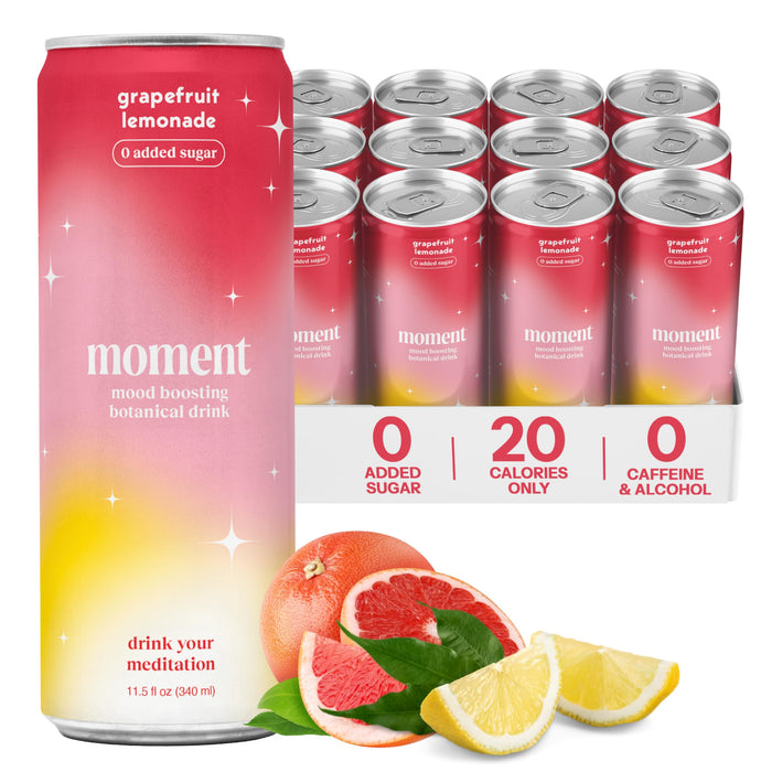 Moment Botanical Water Grapefruit Lemonade, Case of 12, 11.5 fl oz