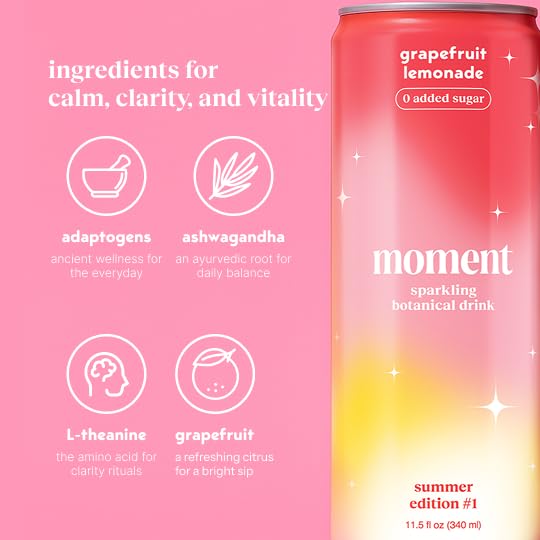 Moment Botanical Water Grapefruit Lemonade, Case of 12, 11.5 fl oz