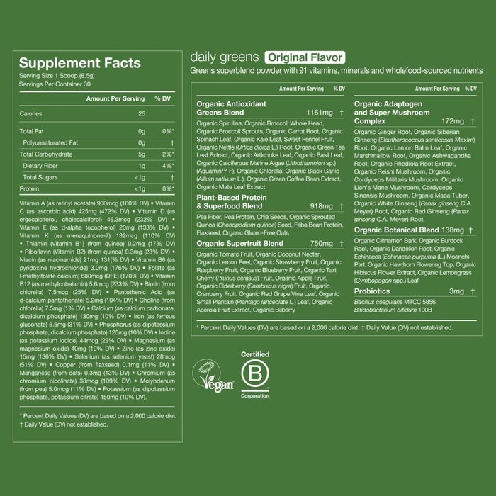 Huel Daily Greens Original Supplement, 9 Ounces