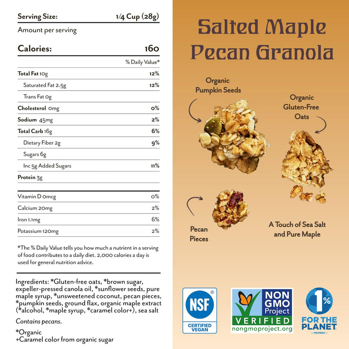 Michele's Granola Salted Maple Pecan Granola, Case of 6, 12 Ounce Bags