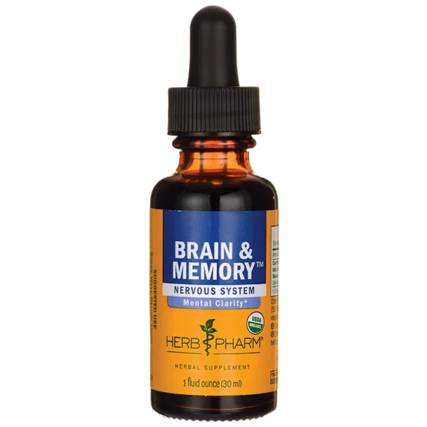 Herb Pharm Brain & Memory Tonic - 1 Fl Oz Herbal Supplement for Cognitive Function