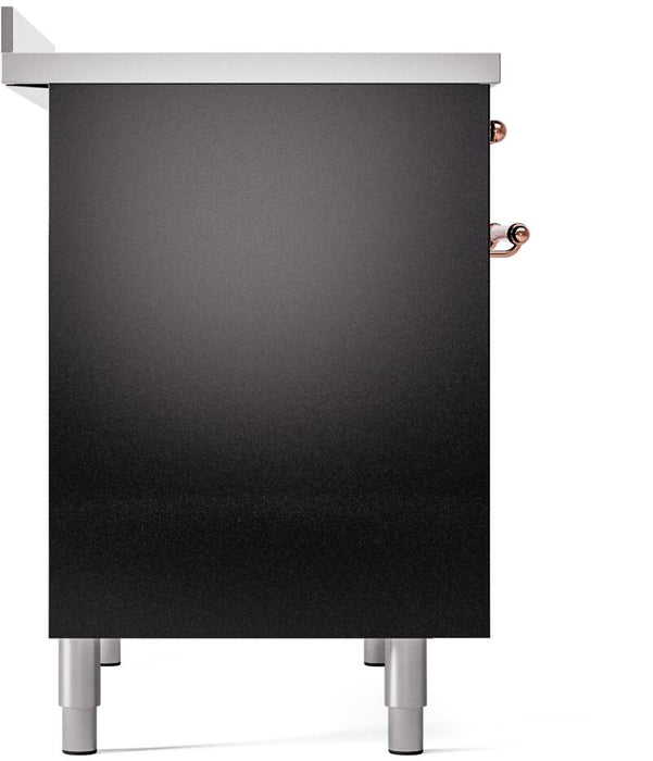 ILVE Nostalgie II 40" Electric Range, Glossy Black, Copper Trim UPDI406NMPBKP