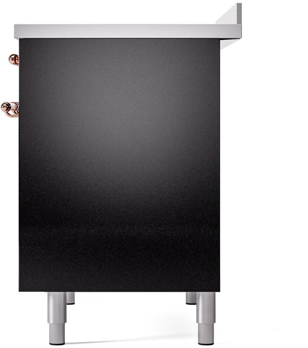 ILVE Nostalgie II 40" Electric Range, Glossy Black, Copper Trim UPDI406NMPBKP