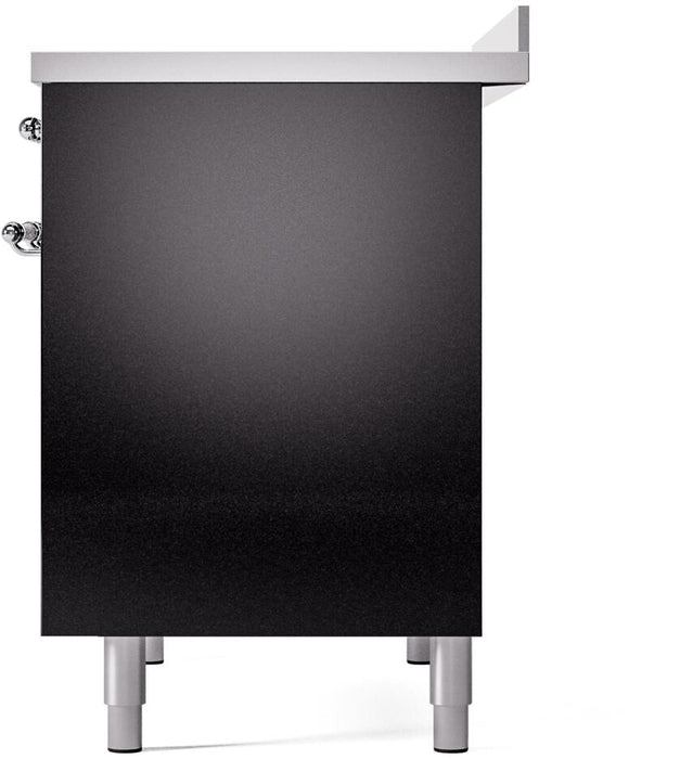 ILVE Nostalgie II 40" Electric Range, Glossy Black, Chrome Trim UPDI406NMPBKC