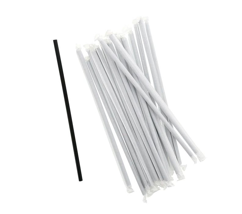 Straw, 10.25", Giant, Paper Wrapped, Black, 1200 pcs