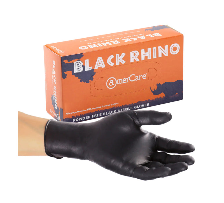 Glove, Black Rhino, Extra Heavy, Nitrile Powder-Free (Black), 10/100, 1000 Pcs