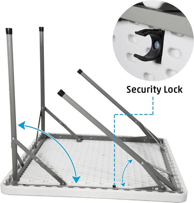 2.8 ft. Square Folding Card Table 34" Portable Patio Plastic Tables with Collapsible Legs