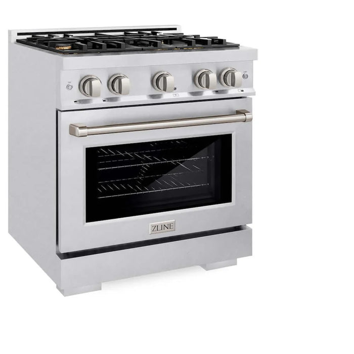 ZLINE 30" Select Dual Fuel Range Gas Cooktop Electric Convection Oven DuraSnow® Stainless Steel Brass Burners HDRS-BR-30