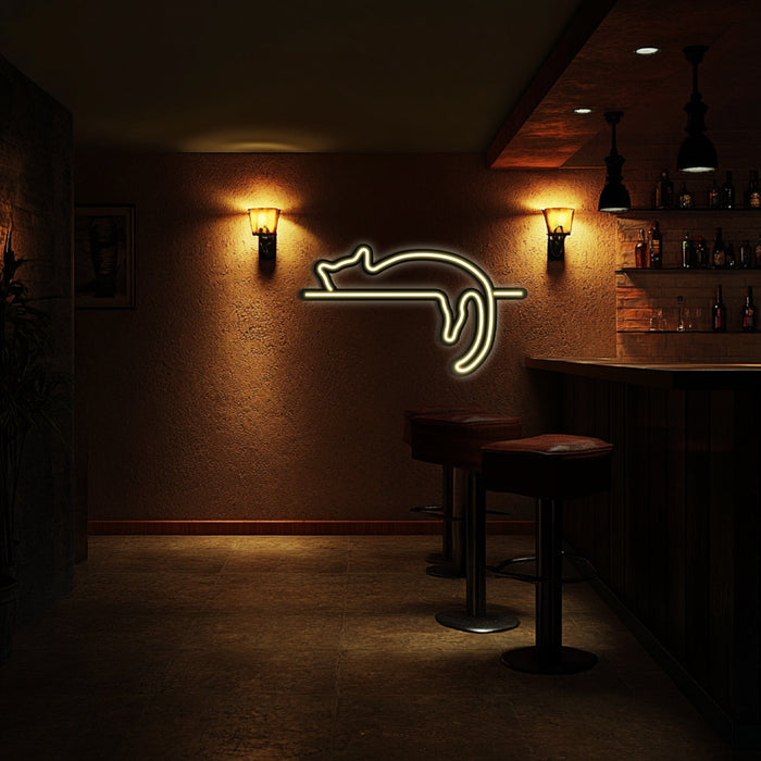 Sleeping Cat Metal Neon Wall Art- LN0022
