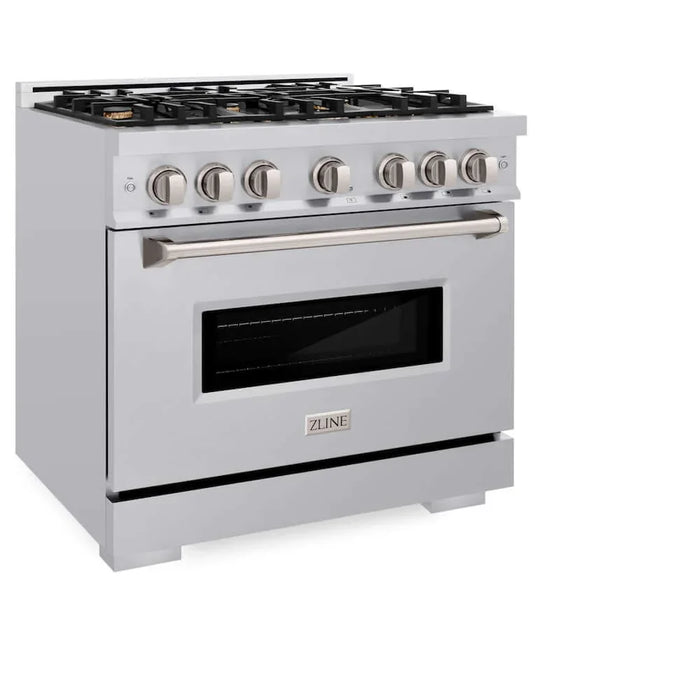 ZLINE 36" Dual Fuel Range, Gas Cooktop, Electric Convection Oven Stainless Steel, CDR-BR-36