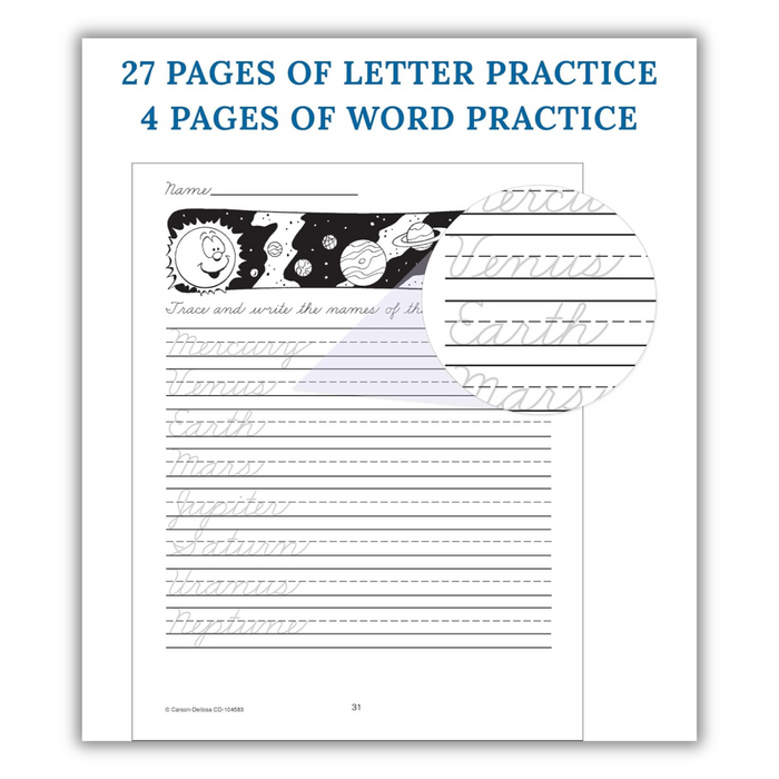 Carson Dellosa Beginning Traditional Cursive Handwriting Workbook for Kids, Handwriting Practice for Cursive Alphabet and Numbers (Spiral Bound)