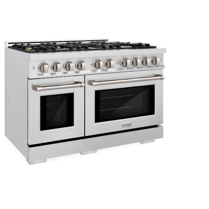 ZLINE 48" Select Dual Fuel Range Gas Cooktop Electric Convection Oven DuraSnow® Stainless Steel Brass Burners HDRS-BR-48