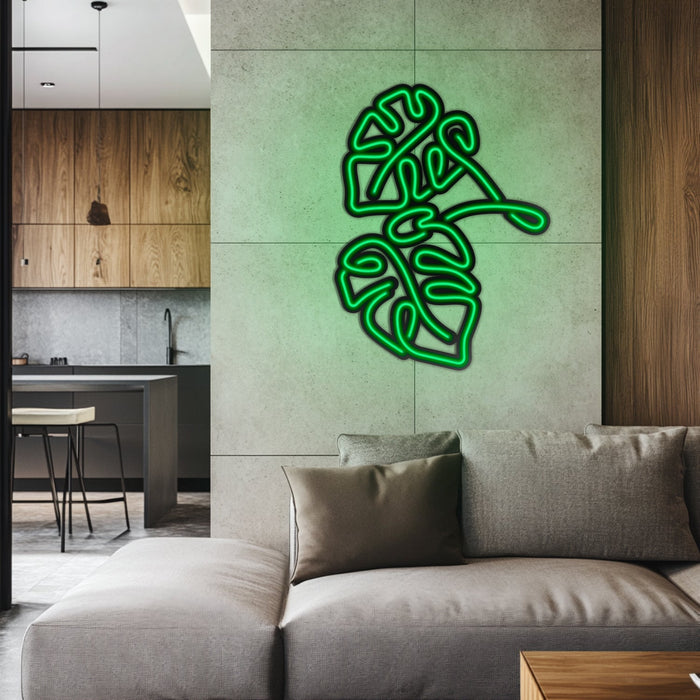 Monstera Leaf Metal Neon Wall Art- LN0006