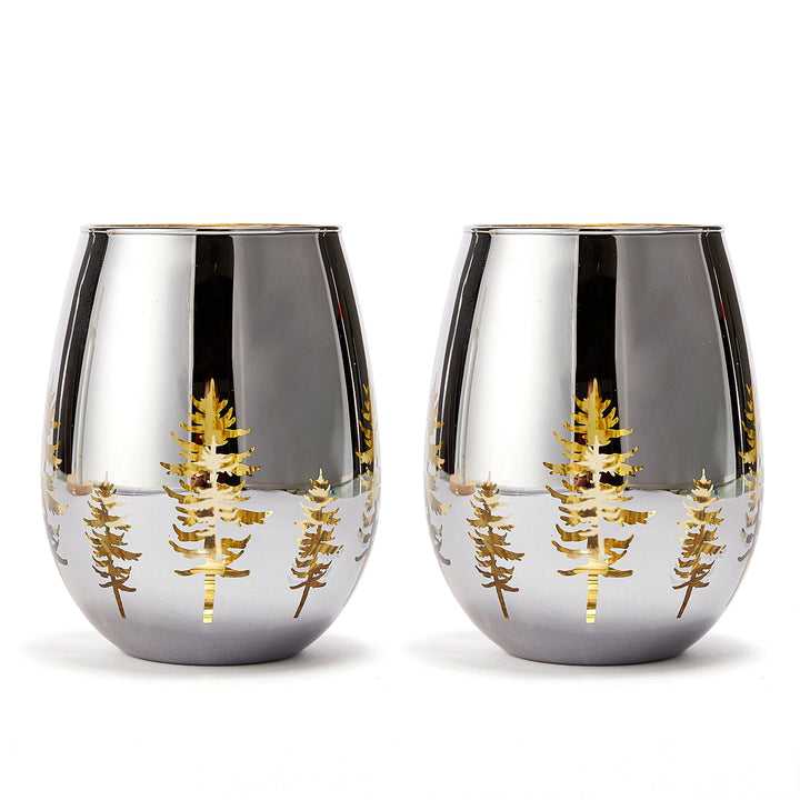 Crystal Christmas Tree Stemless Wine & Water Glasses