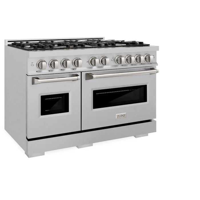 ZLINE 48" Dual Fuel Range, Gas Cooktop, Electric Convection Oven DuraSnow® Stainless Steel, CDRS-48