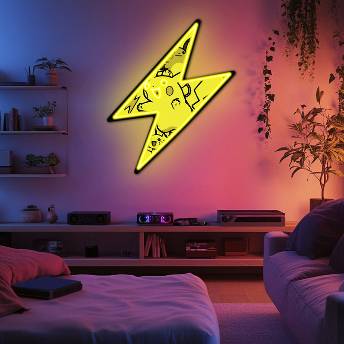 UV Printed Pikachu Neon Wall Art- LV0039