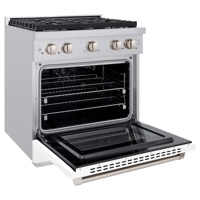 ZLINE 30 In. Gas Range, Stainless Steel, White Matte, SGR-WM-30