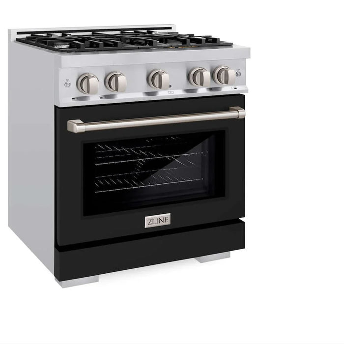 ZLINE 30" Select Gas Range Convection Gas Oven Stainless Steel Black Matte Door HGR-BLM-30
